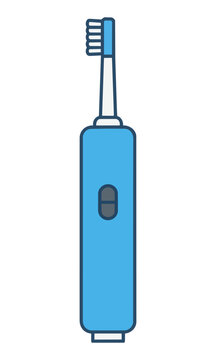Minimalist side profile icon of a handheld electric toothbrush with a clean ergonomic handle isolated on white dental hygiene concept