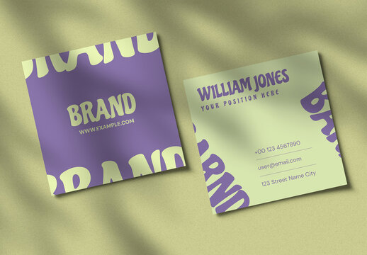Square Business Card Mockup Template