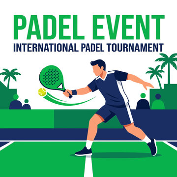 Dynamic Padel Player In Action At Outdoor Tournament Event
