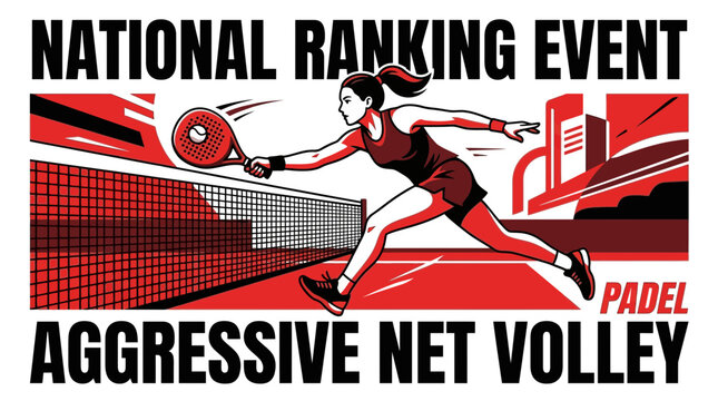 Dynamic Padel Player Excelling At Aggressive Net Volley Action