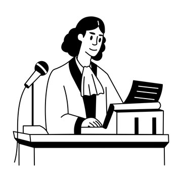 A court stenographer illustration in hand drawn style