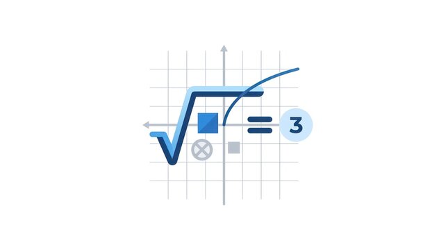 Visual representation of a square root function and its solution on a Cartesian plane