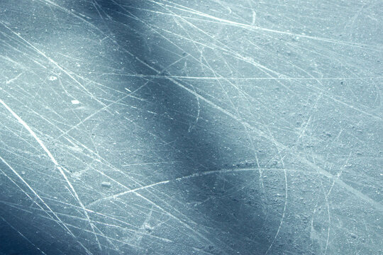 Ice rink surface with scratches