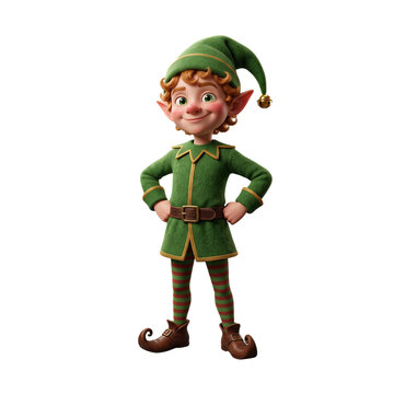 Smiling Christmas elf 3d cartoon character for holiday celebrate