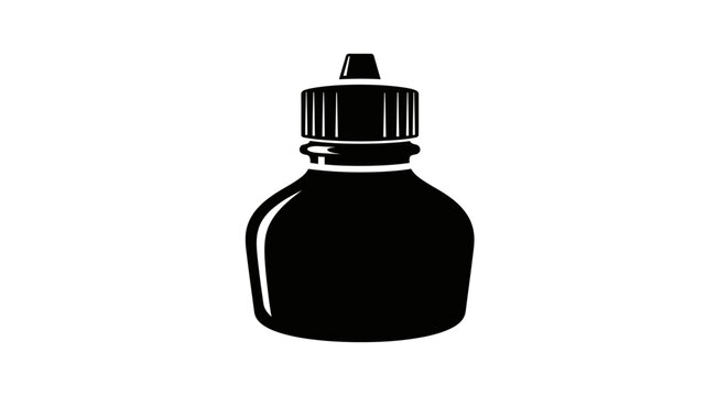 Black bottle with dropper cap on white background with illustration container packaging medicine graphic liquid symbol icon oil ink