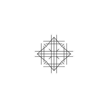 Linear geometric cross design abstract symmetrical line art.