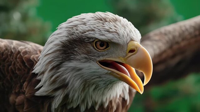 Majestic eagle fierce gaze close up wild bird flight