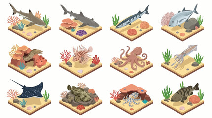 Colorful Ocean Life and Marine Creatures Illustration. © Janji