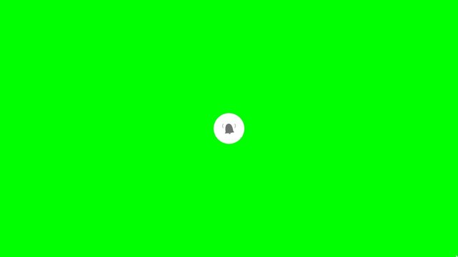 Animated Notification Bell Icon with Mouse Cursor Clicking on Green Screen Chroma Key Background for Social Media Video Editing
