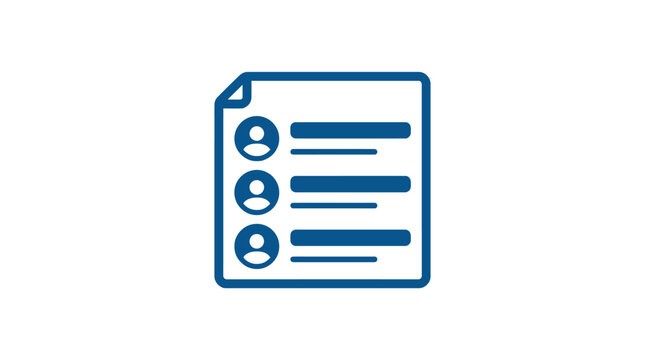 Business document with user profile list icon.