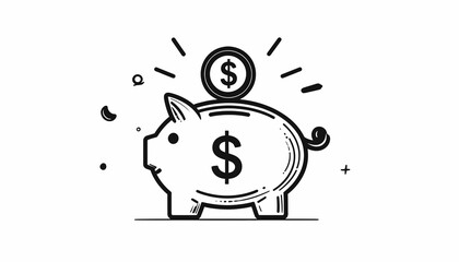 Piggy bank with dollar coin savings. © print