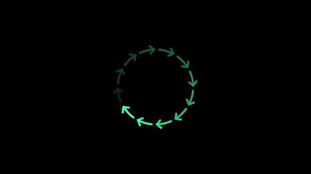 Green Loading Spinner Icon Rotating Animation on Black Background &mdash; Progress and Buffering Concept
