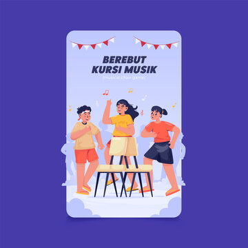 Musical Chairs Game Vector Illustration