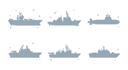 Line drawing of naval warships and a submarine black and white © MdNirob