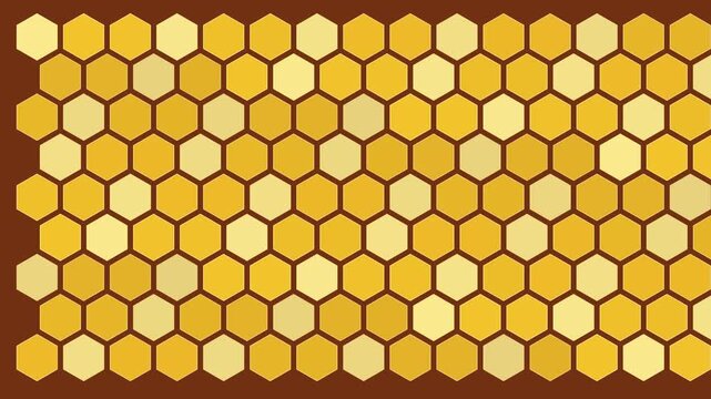 Animated honeycomb pattern background: abstract geometric hexagon motion in warm gold and brown tones animation 4k