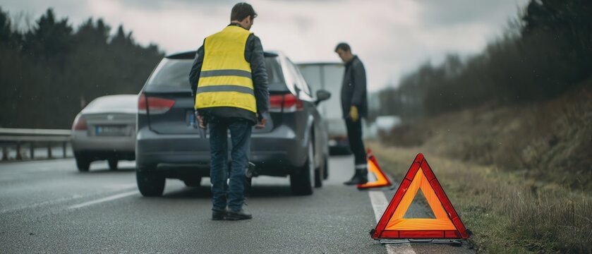 Vehicle breakdown assistance on the highway.