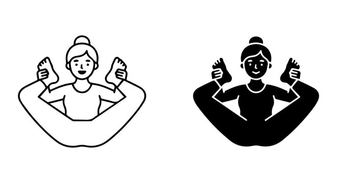 Yoga Pose Vector Icons, Baddha Konasana Illustration, Healthy Lifestyle Graphics, Two Styles
