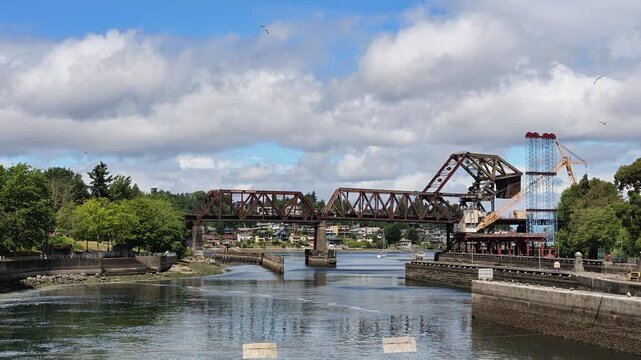Salmon Bay Bridge and Locks in Seattle
