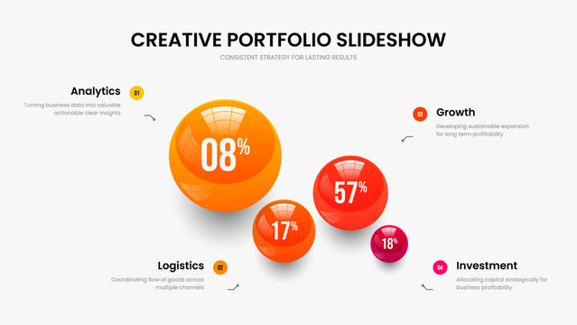 Enterprise Portfolio 4 Step Infographic Slideshow Layout. Modern Development Presentation Template Vector Illustration. Medical Launch Four Element Graph Frame Design.