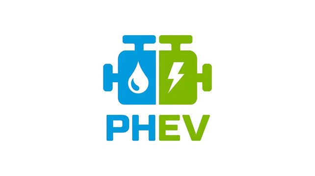 PHEV, electric vehicle, hybrid car, eco friendly, fuel efficiency logo