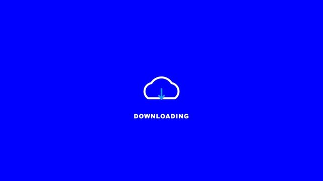 Cloud download icon with pulsing blue arrow animation in a minimalist digital motion graphic for modern user interface video clips