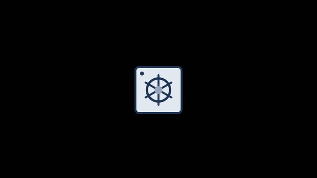 Kubernetes container orchestration symbol displayed as a rotating digital motion graphic animation for modern cloud computing software development video footage