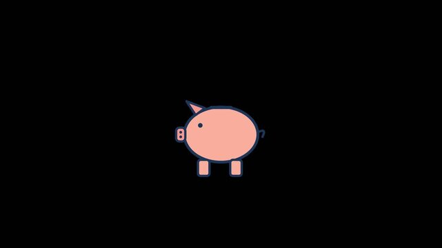 Pink piggy bank saving money with a golden coin animation showing financial growth for your personal finance video clip