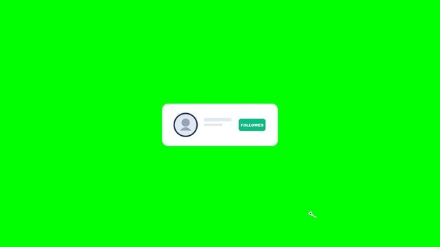 User profile notification interface design featuring a green screen background for easy chroma key editing in this digital motion video