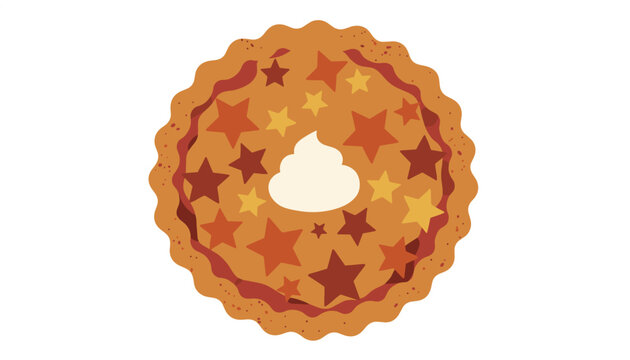 Delicious homemade thanksgiving pumpkin pie decorated with star-shaped crust patterns and a dollop of whipped cream.