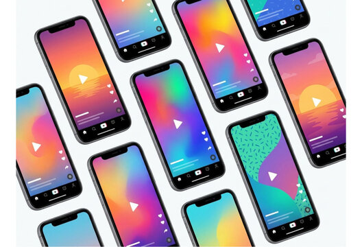 Modern Smartphone Reels Screen UI Collection Mobile Social Media Mockup Design