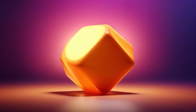 Golden Abstract Crystal Polyhedron with Soft Glow