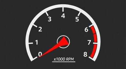 Fototapeta premium Close up of a tachometer displaying engine speed on a black background