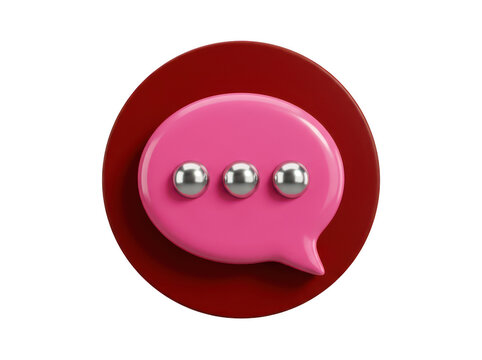 Pink speech bubble with eyes on red circle