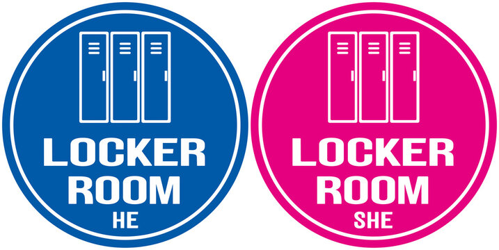Two door signs indicating the locker room for men and another locker room for women