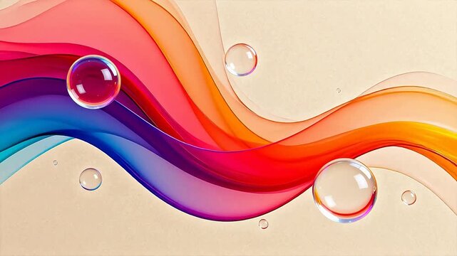 Colorful flowing liquid with bubbles