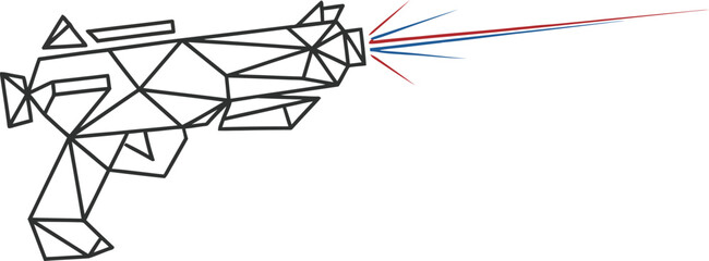 Geometric low poly style futuristic laser gun shooting with colorful light beam © MstRuna