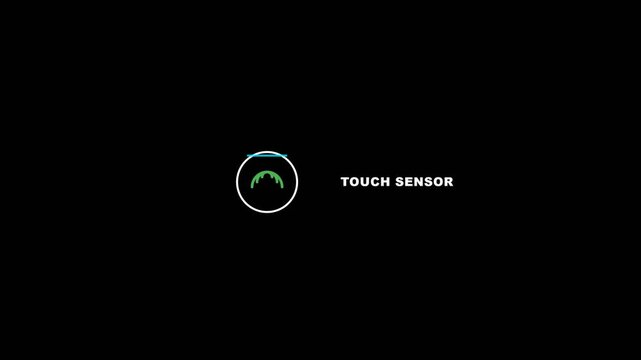 Touch sensor interface animation showing interactive digital feedback loops with glowing green lines inside a clean white circle video footage