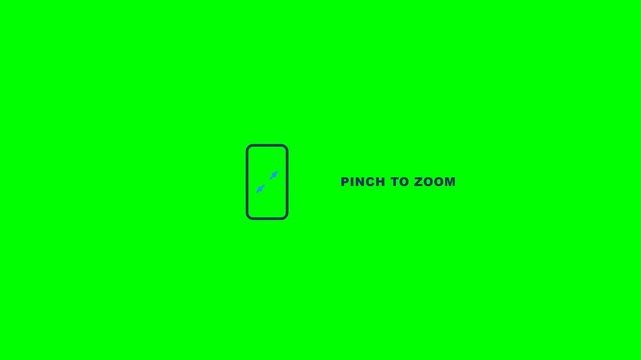 Pinch to zoom gesture icon animated on a smartphone screen showing fluid motion in a high quality digital video clip