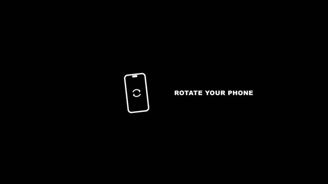 Smartphone rotation animation showing a mobile device turning horizontally to indicate orientation change in this minimalist black and white video