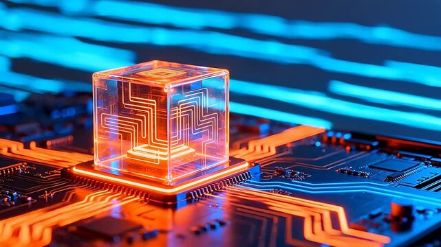 Transparent cube with circuitry on motherboard