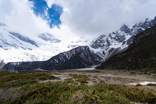Beautiful Landscape of Pungen Gumba Valley in Manaslu Circuit Trek