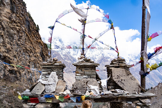 Buddhist Chorten in Manaslu Circuit Trek in Nepal