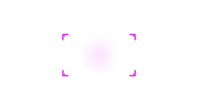 Minimalist digital viewfinder interface with glowing pink corner markers for professional photography applications in this smooth motion video animation clip