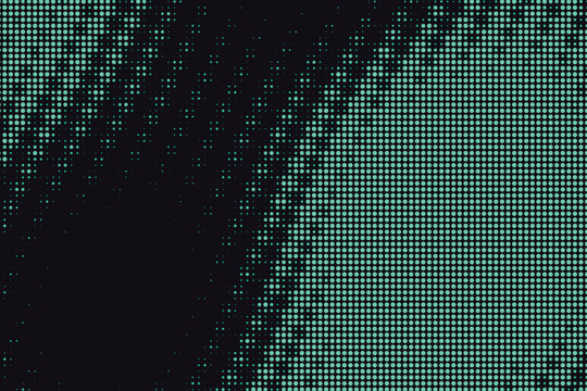 Abstract halftone gradient with cyan-green pixelated texture pixelation