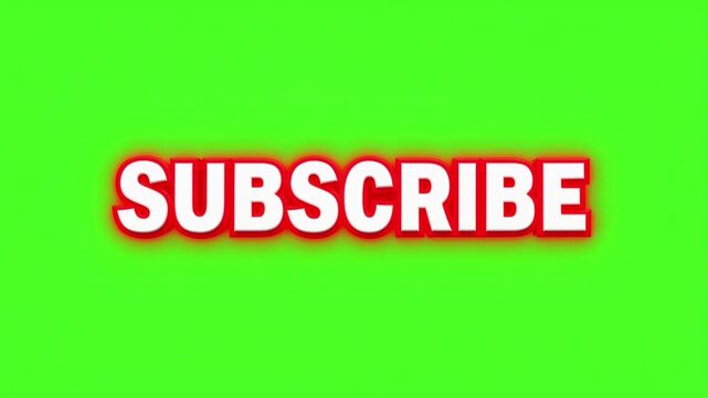 3D subscribe button with white mouse cursor clicking isolated on green screen background