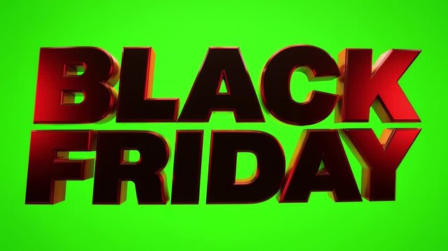 Black Friday 3D metallic text banner isolated on green screen for retail promotion