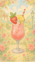 Obraz premium Whimsical garden drink mobile wallpaper