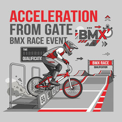 Obraz premium Dynamic BMX Race Start Graphics For Extreme Sports Enthusiasts And Event Promotions