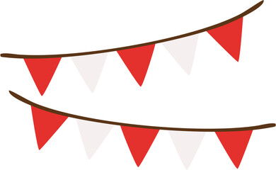 Obraz premium Red and White Hanging Bunting Flags Garland Vector Decoration