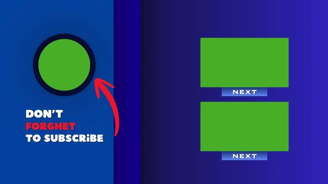 Green Play Button with Red Arrow and Subscription Text on Blue Background.